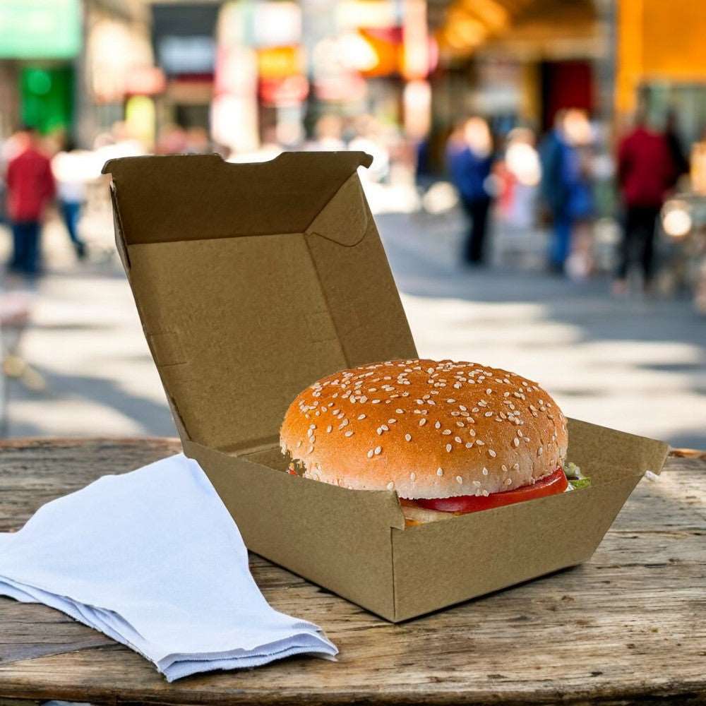 Kraft Clamshell Burger Box 105x102x85mm Pack 250 - Propus Packaging